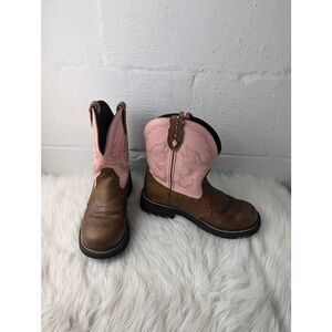 Justin Gypsy Women PINK Leather Western Roper Boots 9B Cowgirl farm ranch L9901